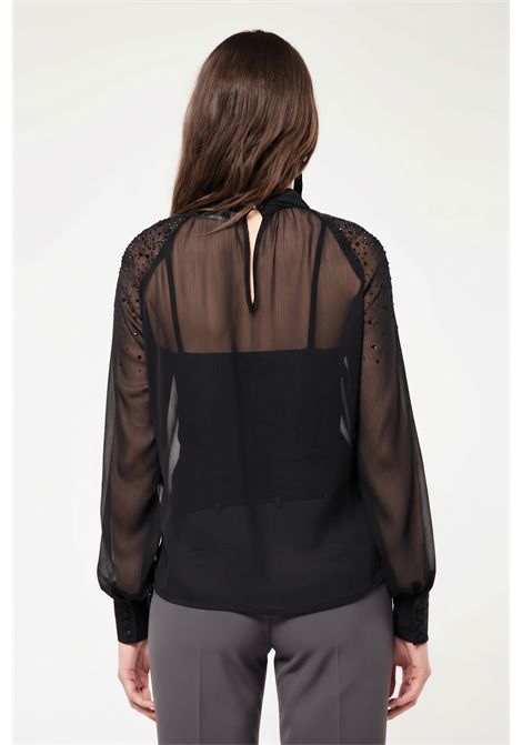 BLUSA CON MANICA RAGLAN COLLO ALTO E APPLICAZIONI STRASS VALENTINA RIO | V2544/01001